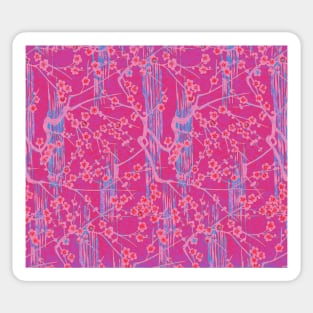 BLUE PINK LILAC SAKURA FLOWERS  Antique Japanese Floral Pattern Sticker